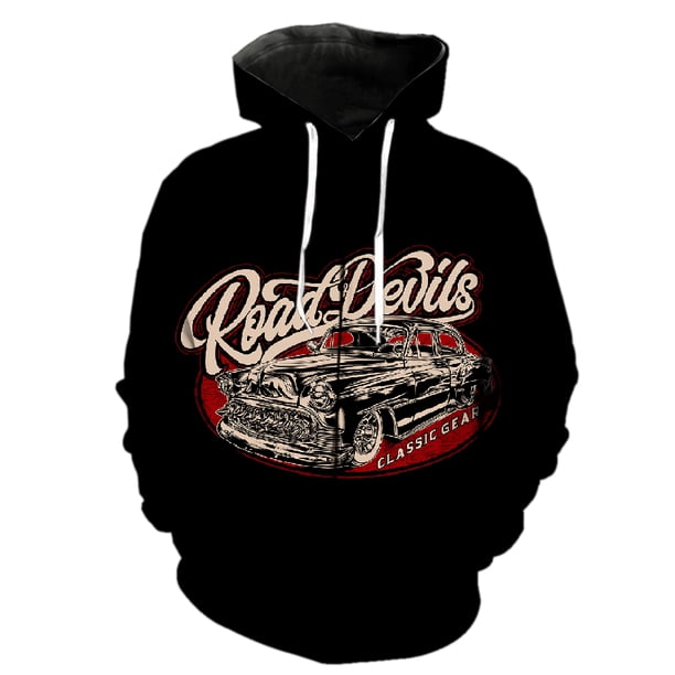 Sudadera con capucha y cremallera para hombre, diseño de coche clásico de dibujos animados, chaquetas con capucha, moda de primavera, estampado 3D, divertida, de gran tamaño, estilo hip hop, manga lar