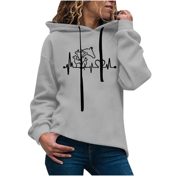 Sudadera con capucha para mujer, jersey, manga larga, estampado, cómoda, con cordón, blusa, tops Pompotops gfhjh13849