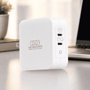 InfinaCore PowerPlug+ 100W USB-C GaN Wall Charger, Dual USB-C PD Fast Charging Adapter with Foldable Plug for Laptops, MacBook, iPhone, Samsung, iPad, Nintendo Switch