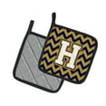 thumbnail image 2 of Caroline's Treasures CJ1057-HPTHD Letter H Chevron Navy Blue and Gold Pair of Pot Holders, 7.5HX7.5W, multicolor, 2 of 2