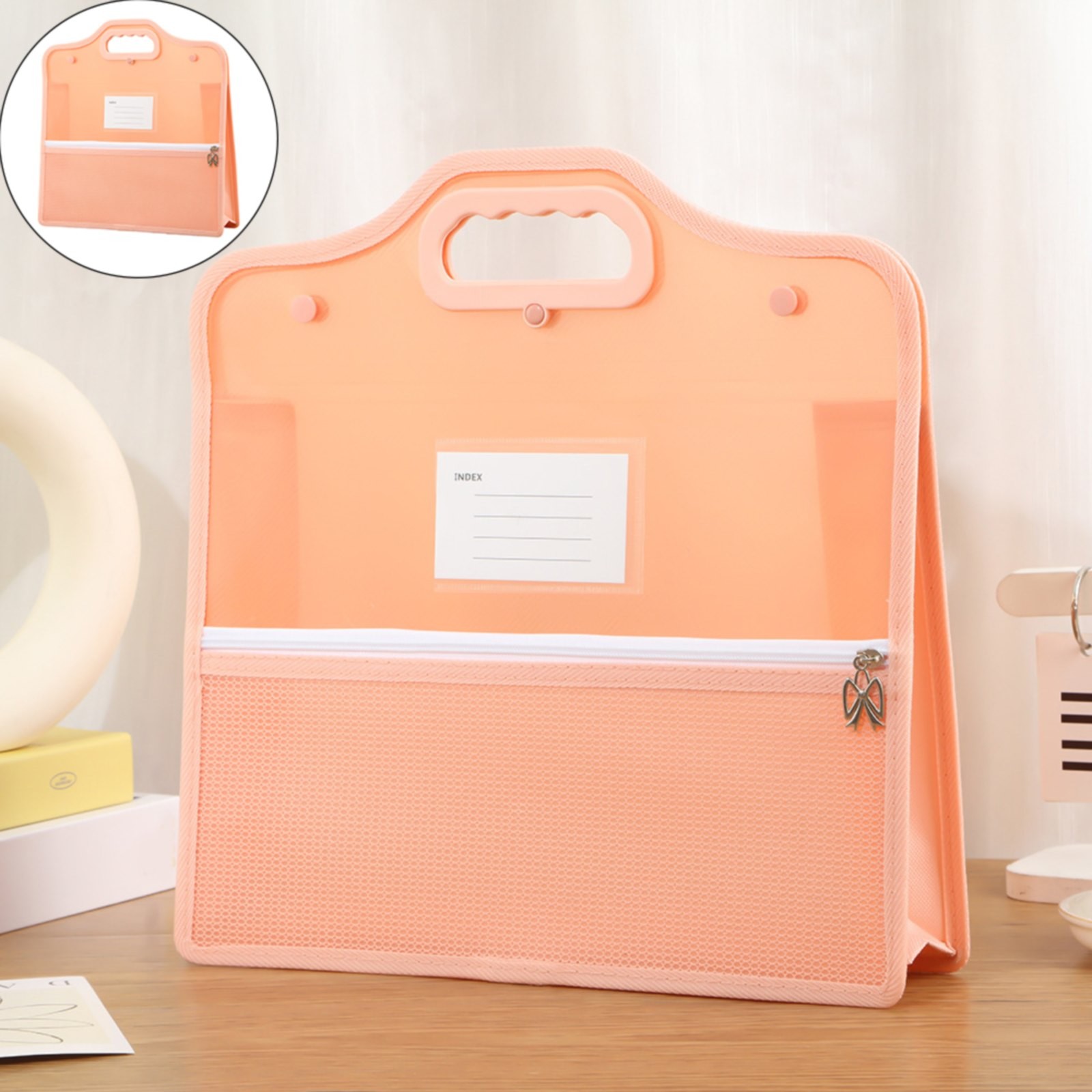 LYINGF Large Handle Pencil Case and Pen Bag, Features Big Capacity Storage with Double Zipper Closure, Desk Organizer for Markers, Stationary Items, and Makeup Cosmetics
