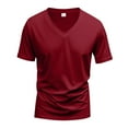 thumbnail image 6 of Men's V-Neck Slim Fit T-Shirt, Soft Cotton Short Sleeve Top, Casual Athletic Tee for Everyday Wear, Burgundy, 6 of 8