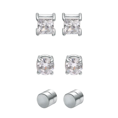 Yoursfs 3 Pairs Clip On Earrings, Sparkling Zirconia Clip On Earrings Stainless Steel Fake Earrings Studs, Non-Piercing Clip On Earrings for Men and Women (6mm)