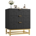 thumbnail image 3 of EastVita Modern 3 Drawer Dresser Wide Chest with Gold Metal Legs and Handles Wood Storage Organizer for Bedroom Living Room Hallway Black, 3 of 7