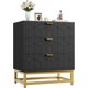 thumbnail image 3 of Moderno 3-cajón cómoda de anchura wood chest con gold metal legs y handles-ideal para almacenamiento organizer para dormitorio sala de estar hallway | negra, 3 of 7