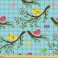 thumbnail image 2 of Ambesonne Spring Fabric by the Yard Upholstery, Little Birds Branches Art, 3 Yards, Pale Sky Blue Mustard, 2 of 5