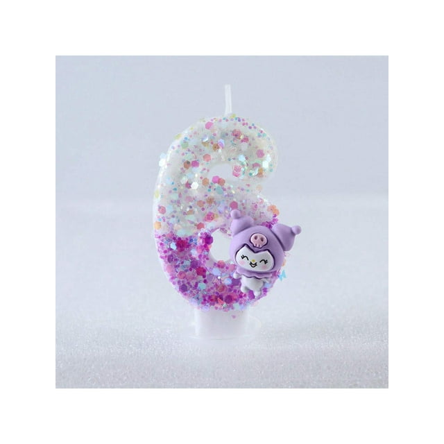Sanrio Kuromi Sparkling Birthday Candle Gradient Color, Festive Atmosphere, Numbered Perfect for Cupcake & Cake Decoration