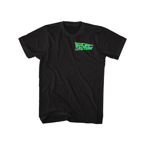 Back To The Future 80s Movie Neon Front & Back Print Adult Short Sleeve T-Shirt Graphic Tee