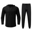 thumbnail image 4 of Men‘s Pure Color Lightweight Sweat Absorption Sports Long Sleeve Pullover Sweatshirt Set, 4 of 6