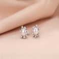 thumbnail image 4 of Yami Elegant Cultured White Pearl Earrings & Cubic Zirconia Flower 925 Sterling Silver Stud, 8-8.5mm, Hypoallergenic Mother's Day Gift for Her, 4 of 10
