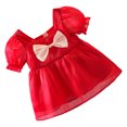thumbnail image 3 of Vestido de niña de moda rojo de manga corta con lazo, vestido de princesa para cumpleaños, fiesta de bodas, 90 cm, 3 of 12