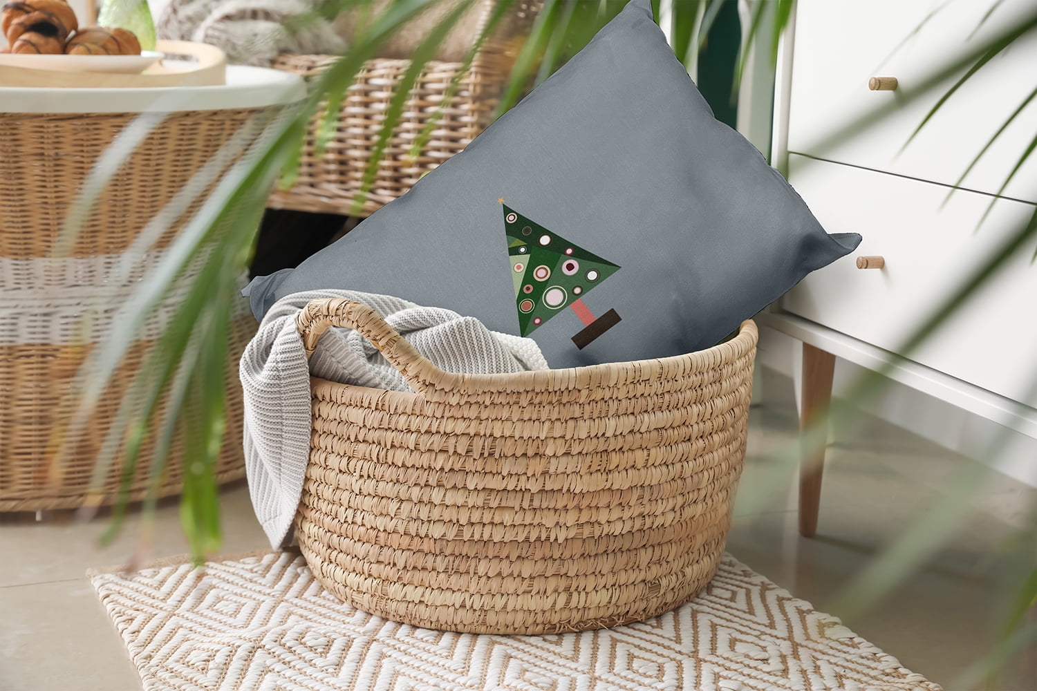 20" x 14" Simply Daisy Crazy Christmas Polyester Accent Pillow, Mid Grey (1 Count)