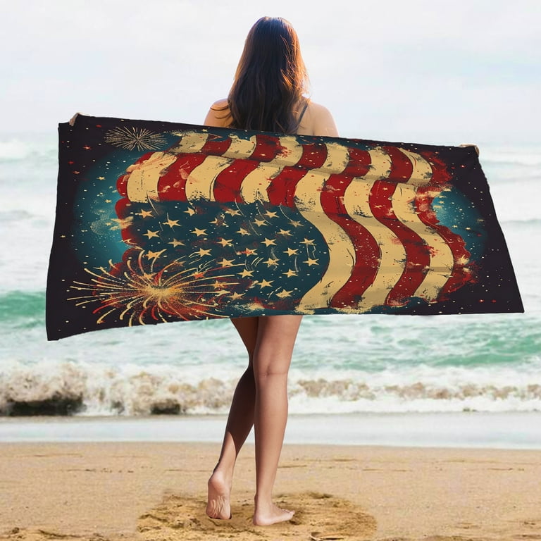 American Flag Lightweight Thin Beach Towel 4th of july Sand Resistant Beach Towel independence day Swim Towels Little Girl Gifts for Beach