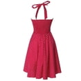 thumbnail image 2 of Retro 1950s Polka Dot Smock Halter Swing Dress-Red   Button Sweetheart Neck Line  (XL)   W67, 2 of 3