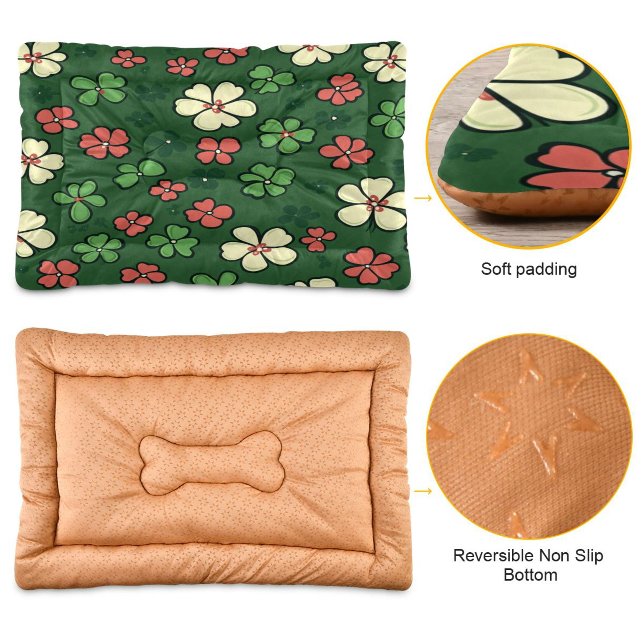 Qxltty Colorful Clovers Ped Pad Wear-resistant and Hard to Bite Through Sleeping Pad for Small Medium Large Dogs Winter Pet Bed 36×24in