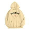 thumbnail image 3 of USNSM Men's Fashion BROOKLYN 1898 NEW YORK Letter Printed Hoodie Casual Hispter Sport Pullover Tops Long Sleeve Drawstring Hooded Sweatshirt with Pocket Beige M, 3 of 5
