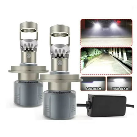 2PCS Mini H4 HB2 9003 Bi-LED Projector Lens Hi-Lo Beam Bulbs Lamp Light LED Headlight Retrofit 6500K Conversion Kit