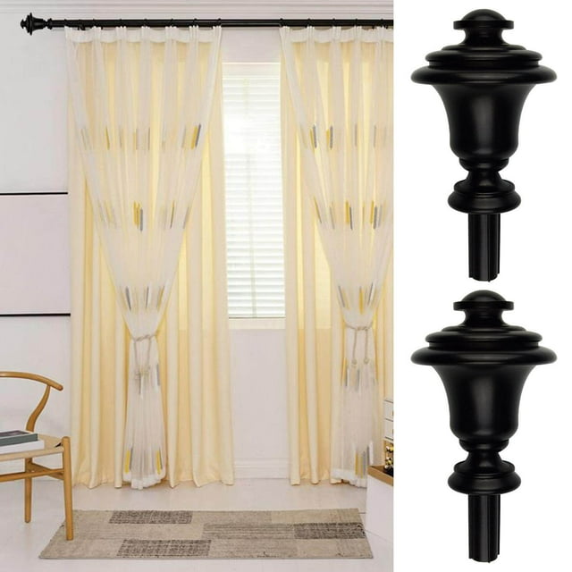 Langgg 2 Pcs Embouts de Tringle à Rideaux 3/4 Pouce Remplacement pour Chambre Salon Noir