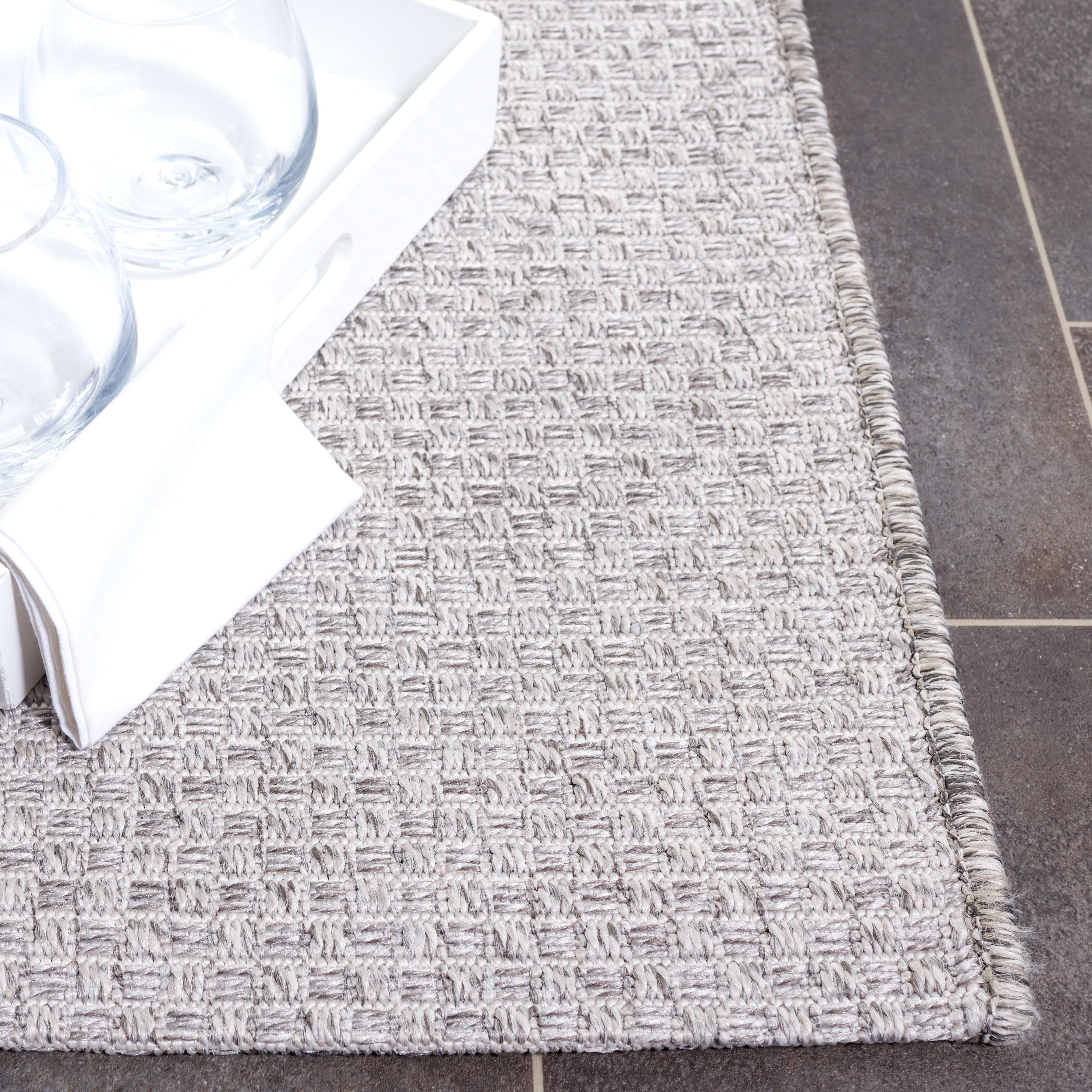 SAFAVIEH Sisal All-Weather Ophelia Solid Indoor/Outdoor Runner Rug, Light Grey, 2'2" x 8'