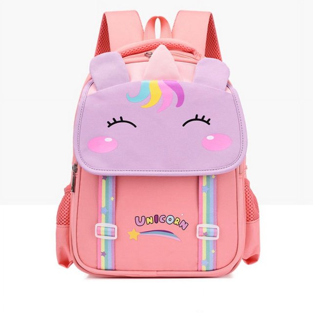 Mochila escolar para niños y niñas, estudiantes de primaria, primer y segundo grado, jardín de infantes, linda mochila con protección para la columna vertebral de dibujos animados para niños