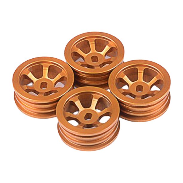Llanta de aleación de aluminio Bewildely 4 piezas cubo de rueda compatible con 1/28 Wltoys K969 RC oro