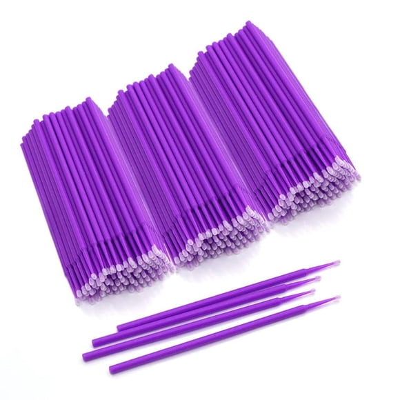 HGLOZ Microhisopos para extensiones de pestañas, paquete de 500 en color morado, cepillo microaplicador suave de 2 mm con varitas de microfibra, adecuado para limpiar y aplicar maquillaje