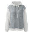 thumbnail image 4 of Blouse Tunics for Womens Fall Winter Comfy Hooded Long-sleeved Blouson Off the Shoulder with Pocket Colorblock Hoodie Cotton Pullovers Sweatshirts(Grey,XL), 4 of 4