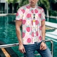 thumbnail image 6 of KLL Floral Strawberr for Men's Baseball Shirts,Short Sleeve Casual Shirts Button Down Shirt for Men Beach Summer Wedding Shirt-, 6 of 7