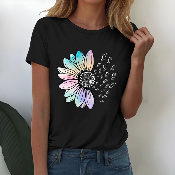 Black T Shirts for Womens Fashion Workout T Shirts Athletic Plus Size Tops Summer Trendy Clothes 2026 Short Sleeve Spring Tee Fashion Clothing