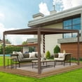 thumbnail image 5 of Domi Outdoor Living 10x13FT Louvered Pergola with Adjustable Steel Roof, Durable Metal Frame, Efficient Drainage System for Backyard, Garden and Lawn, Brown, 5 of 8