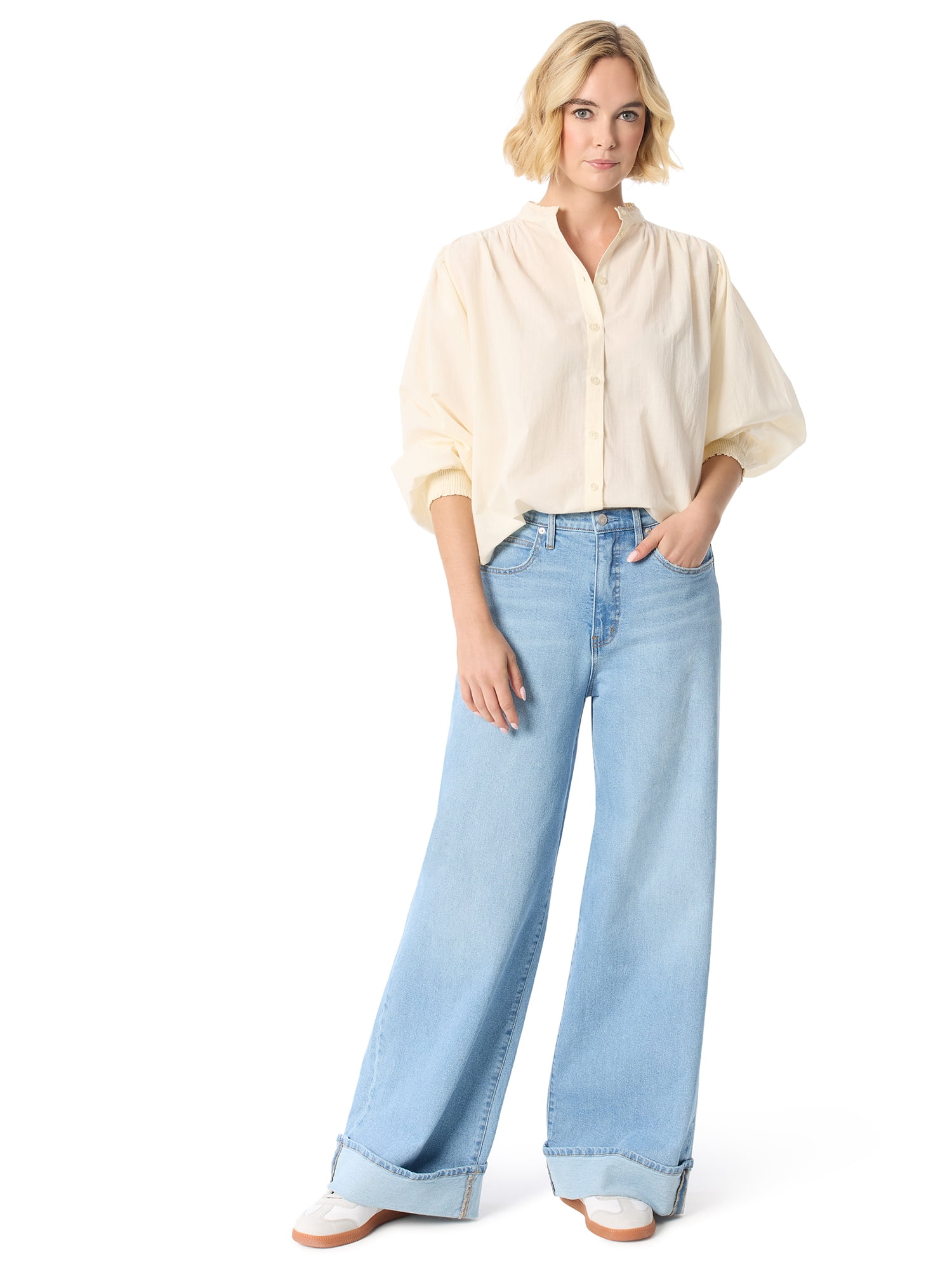 Jessica Simpson Women's and Women's Plus Rowen Button Front Shirt, Sizes XS-5X