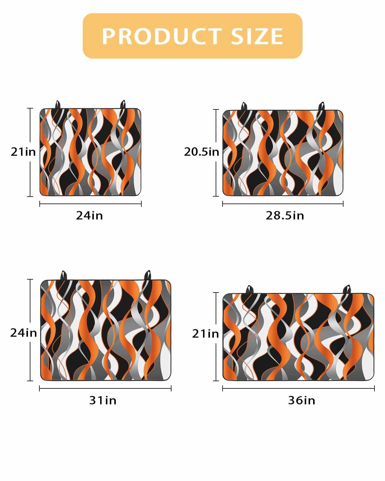nqOlkjepod Large Induction Cooktop Protector Mat 24"x21", Abstract Stripes Stove Top Covers for Electric Stove, Retro Modern Orange Black Gray Lines Stove Burner Cover Mats, Glass Top Stove Cover