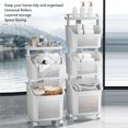 thumbnail image 3 of Cesto para la Colada con 4 Ruedas, Cesta Rodante para Ropa Sucia, Carrito de Lavandería Grande Apilable, Organizador de Almacenamiento de Ropa para el Hogar, Cocina y Baño, 3 of 9