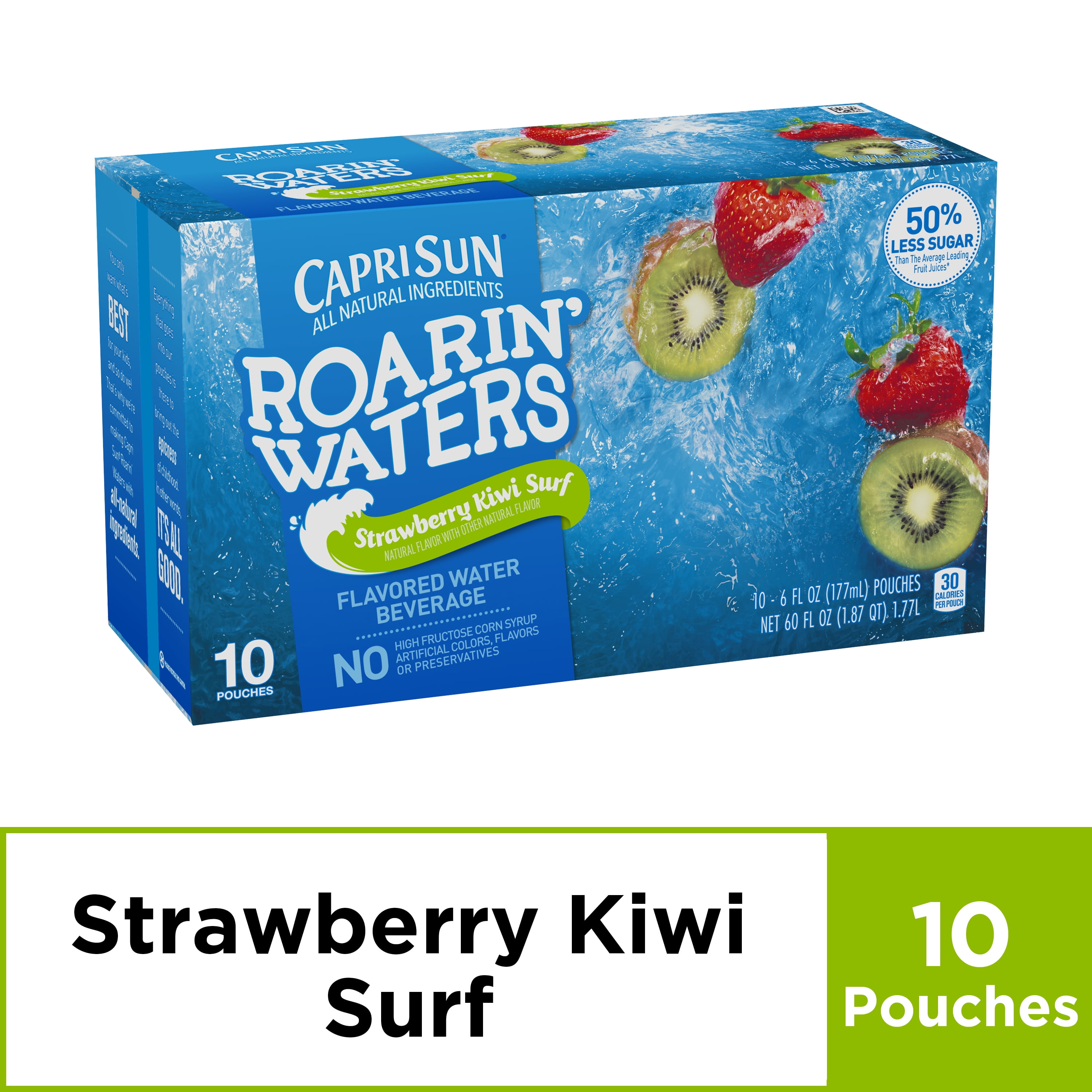 Capri Sun Roarin' Waters Strawberry Kiwi Surf Flavored Water, 10 ct