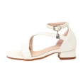 thumbnail image 1 of HXWCHs Girls Open Toe Ankle Strap Low Block Chunky Heels Sandals White 10-10.5 Years, 1 of 4