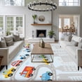 thumbnail image 3 of Blue Childlike Fun Area Rugs 5'x7', Washable Small Throw Rugs for Laundry Room Playroom, Abstract Modern City Car Silhouette Indoor Outdoor Rug Non-Slip Low Pile Carpet Runner Reversible Floor Mats, 3 of 8