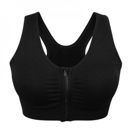 

Clearance!Women Front Zipper Closure Sport Yoga Bra Push Up Bras Shockproof Fitness Vest Removable Padded Wireless Tops
