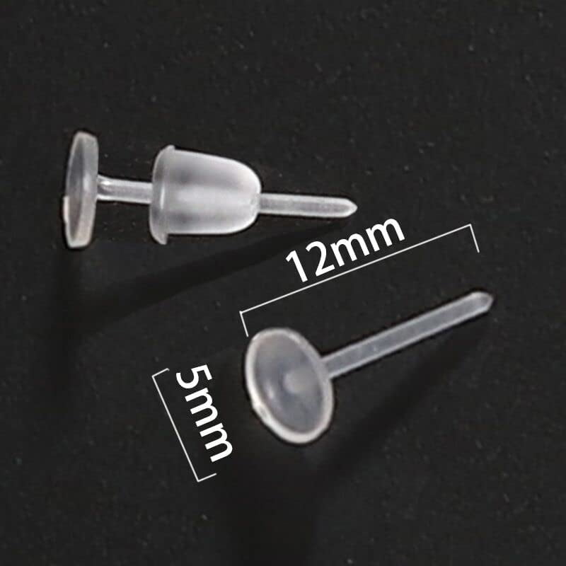 DSOMHZ Plastic Earrings,Clear Earrings Clear Post Earring Posts and Backs  Silicone Stud 100 Pairs Back Blank Pins Stud…