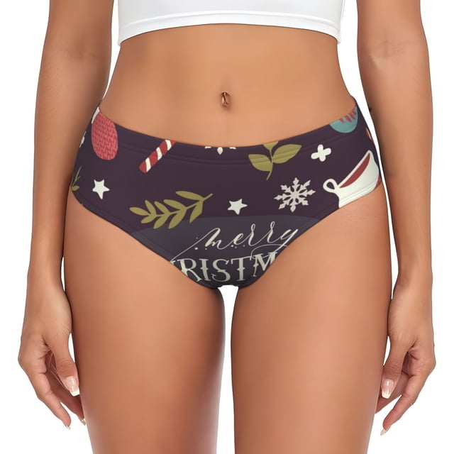 Balery Merry Christmas Ropa Interior de Algodón para Mujer con Dibujo – Braguitas Cómodas y Elásticas, Estilo Clásico-XX-Large