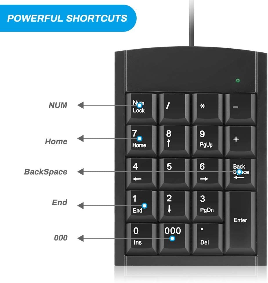 Buy Welltop Number Pad Portable Achort Wired 19key Numeric Keypad