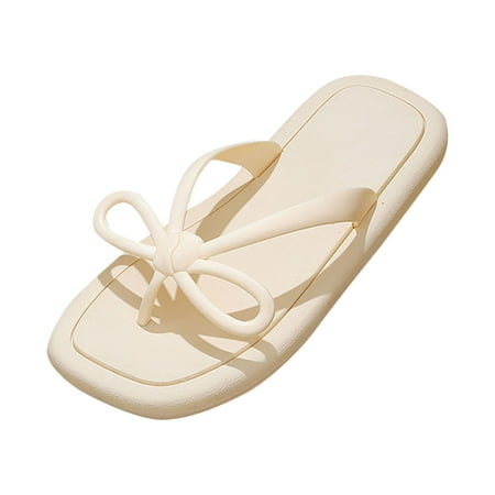 

ZIZOCWA Platform Black Sandals Womens Bear Slippers Women Slippers Fashion Flip Flops Solid Color Cute Bowknot Decoration Flat Bottom Comfortable 39