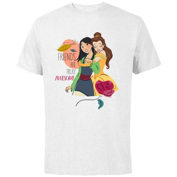 Disney Princess Mulan and Belle Friends are Truly Awesome - Short Sleeve Cotton T-Shirt for Adults - Customized-White