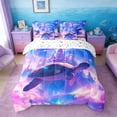 thumbnail image 3 of Manfei Fantasy Sea Turtle Bedding Comforter Set for Girls, Magical Castle Queen Bedding Sets, Stars Reversible 7pcs, 3 of 6