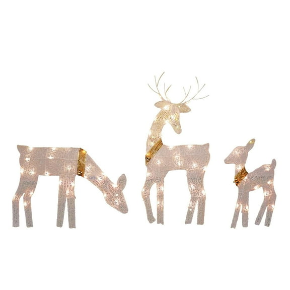 Christmas LED Lighted Deer Family Yard Decoration Rust Proof Iron Outdoor Sculpture Holiday Homes Garden