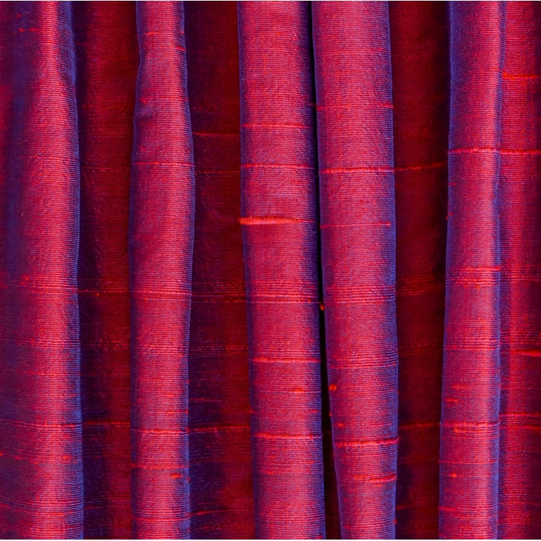 Red and Ink Blue Silk Fabric by the Yard, 41 Inch Red Ink Blue