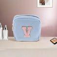 thumbnail image 5 of Unique Bargains 1 Pc Letter V Pattern Makeup Bag for Travel Blue Corduroy, 5 of 6