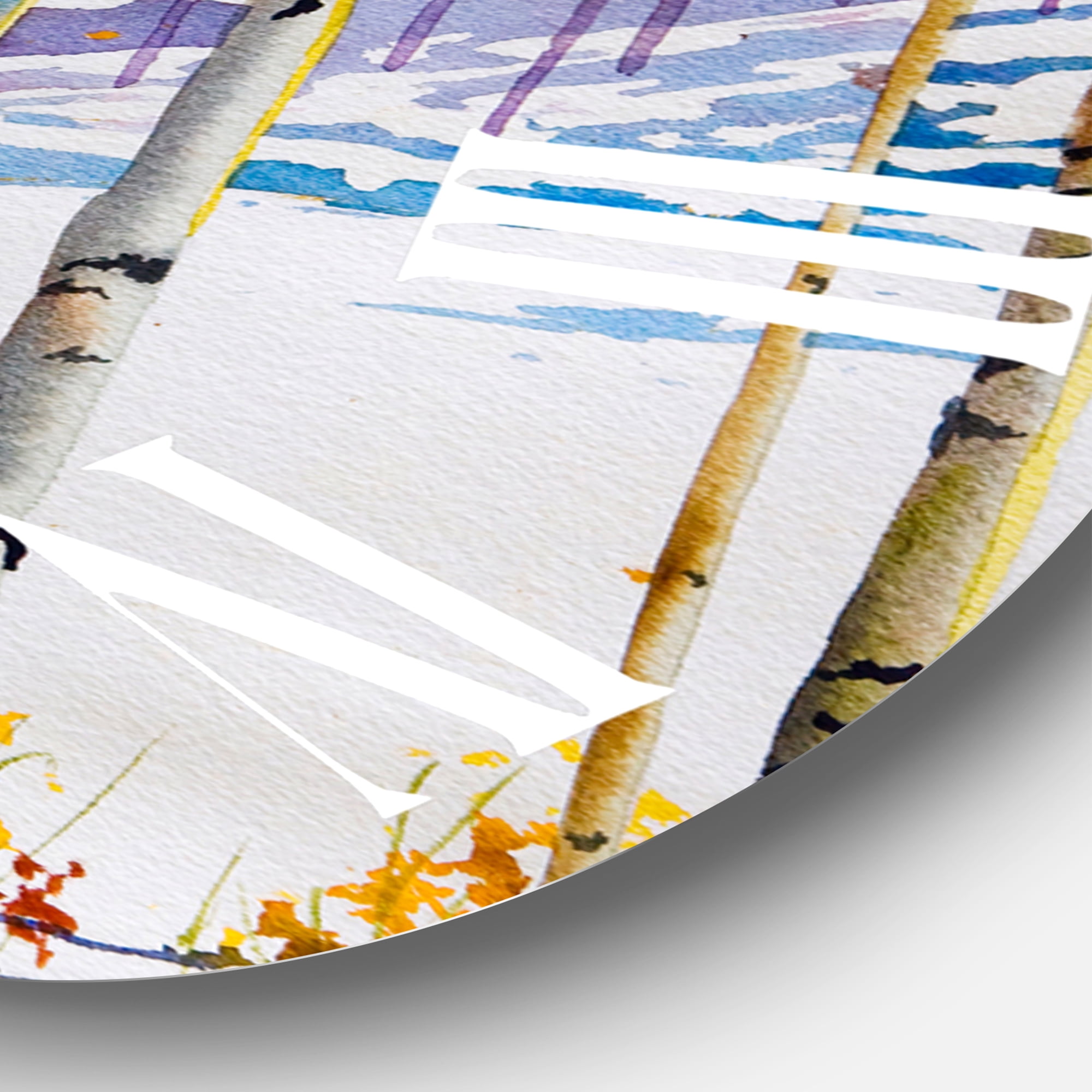 Designart 'Cattle In The Early Snow In The Forest' Farmhouse Wall Clock