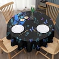 thumbnail image 3 of Black Butterfly Pattern Round Tablecloth 60"x60",Wrinkle Wipeable Table Cloth for Kitchen Dining Room Picnic Patio Party, 3 of 6