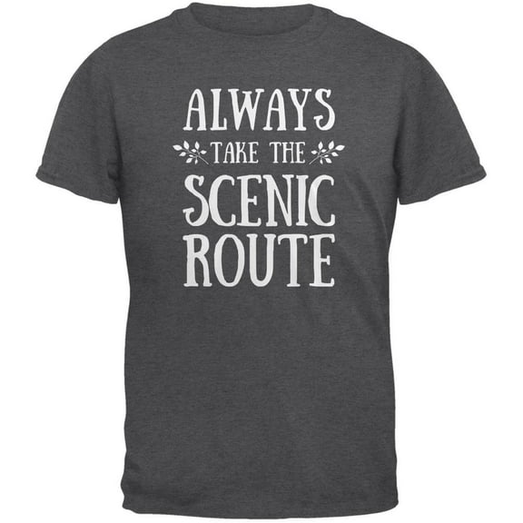 Hiking Always Take the Scenic Route Dark Heather Adult T-Shirt - Large
