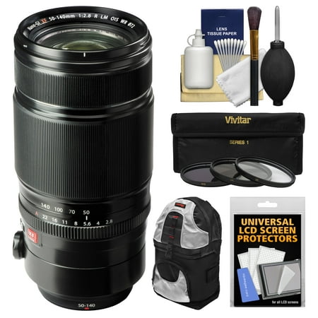 Fujifilm 50-140mm f/2.8 R LM OIS WR Zoom Lens with Backpack + 3 UV/CPL/ND8 Filters Kit for X-A2, X-E2, X-E2s, X-M1, X-T1, X-T10, X-Pro2